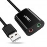 USB Audio Adapter External Stereo Sound Card With 3.5mm Headphone And Microphone UGREEN