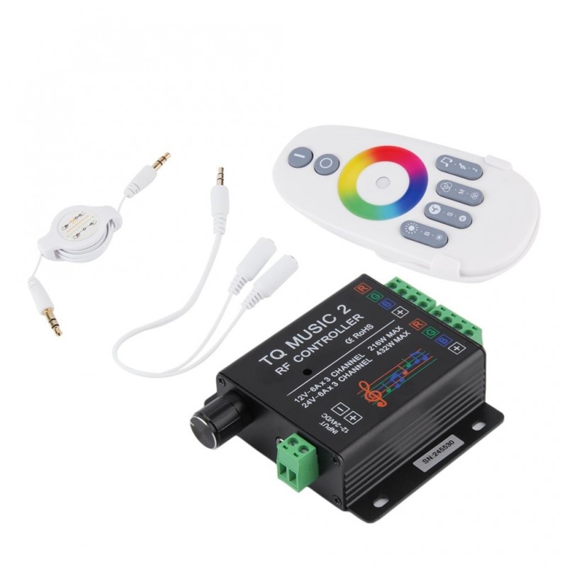 1 Set Sound Audio LED RGB RF Music Controller Touch Remote 2 Channel 1224V 18A --M25