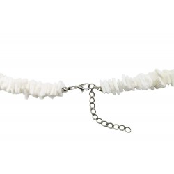 Women White Conch Clam Chips puka Shell Necklace Collar Choker with Extended Chain