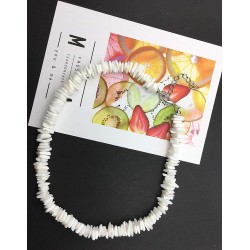 Women White Conch Clam Chips puka Shell Necklace Collar Choker with Extended Chain