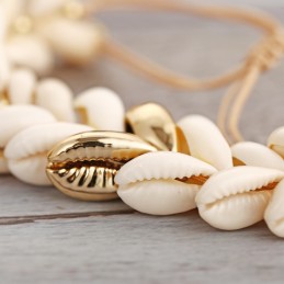 Natural Cowrie Gold Color Sea Shell Bracelets for Women Delicate Rope Chain Bracelet Beads Charm Boho Summer Beach Jewelry