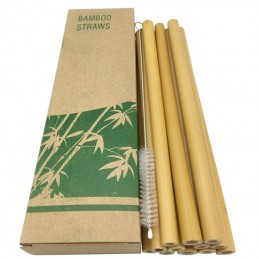 12pcs/set Bamboo Drinking Straws Reusable Eco-Friendly Party Kitchen Straws With Clean Brush