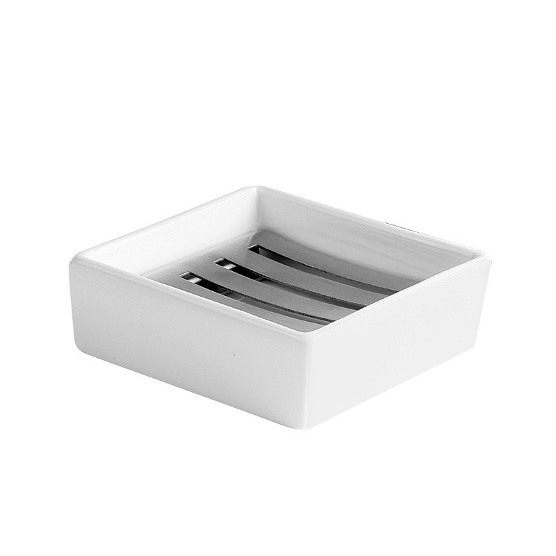 304 Stainless Steel Soap Dish Double Layer Drain Soap Box Square