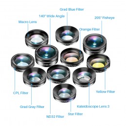 11 in 1 camera Phone Lens Kit wide angle macro Full Color/grad Filter CPL ND Star Filter for iPhone Xiaomi all Smartphone