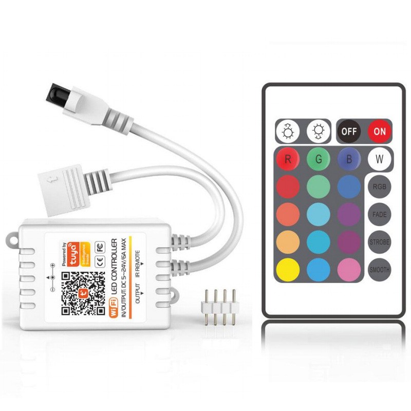 24 Keys Tuya WiFi Controller LED Strip Light Bluetooth APP IR Remote Controller Music Control for DC5-24V RGB RGBW Tape Lights