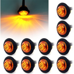 3/4" Round LED Clearence Light Front Rear Side Marker Indicators Light 12V