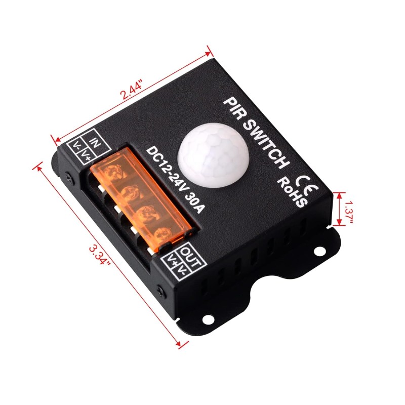 30A PIR Sensor LED Motion Sensor Switch DC 12V 24V