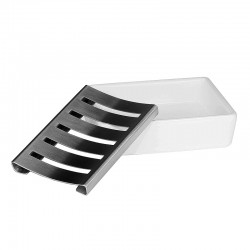 Ceramic Soap Dish Stainless Steel Soap Holder for Bathroom and Shower Double Layer Draining Soap Box