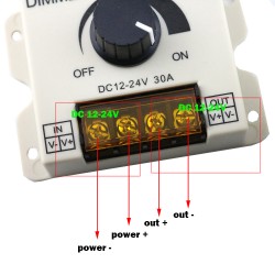 DC 12V 24V LED Dimmer Switch 30A 360W Voltage Regulator Adjustable