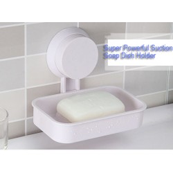 Super Powerful Suction Cup Soap Dish Holder Wall Mounted for Bathroom Shower, ABS Plastic