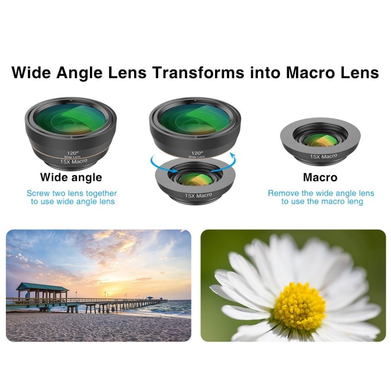 Almo Camera Universal 6 in 1 Phone Camera Fish Eye Lens Wide Angle Macro Lens CPL ...
