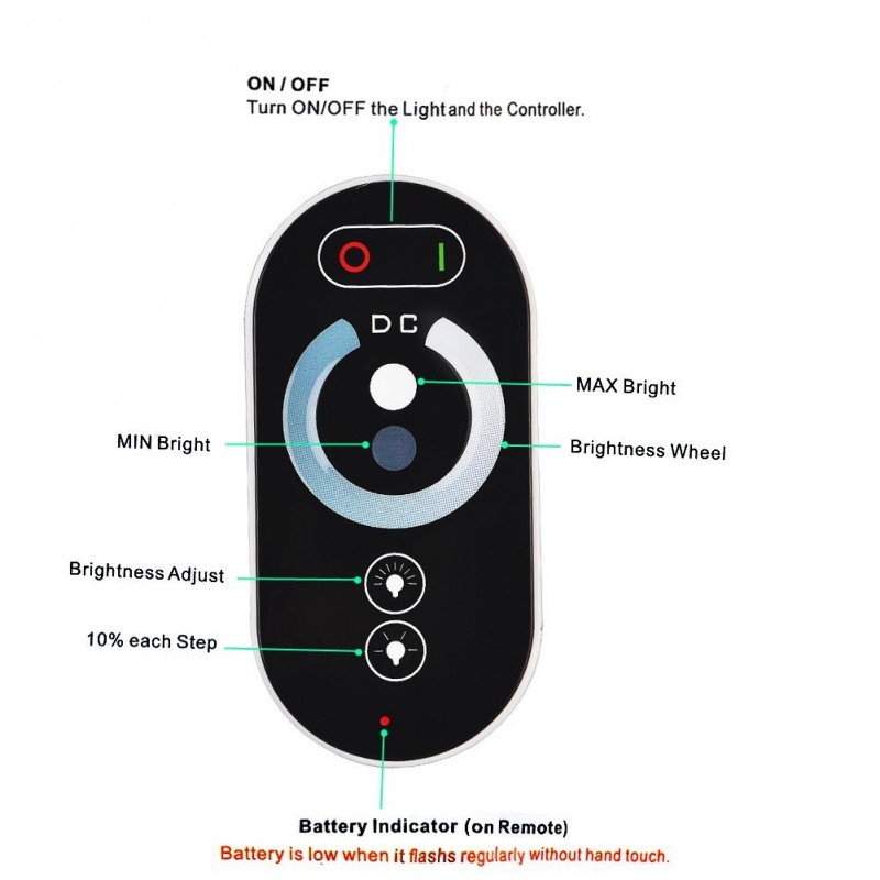 RF TOUCH LED DIMMER WIRELESS REMOTE CONTROLLER DC12-24V