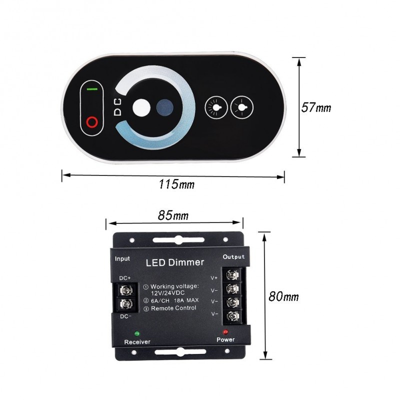 RF TOUCH LED DIMMER WIRELESS REMOTE CONTROLLER DC12-24V